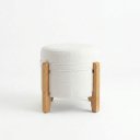 Ver imagem 2 de Puff Decorativo Boucle Orgânico Redondo Design Elegante Branco