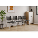 Ver imagem 1 de Kit com 4 Cadeiras Iso para Escola Escritório Comércio Preta Base Branca Ecomhome