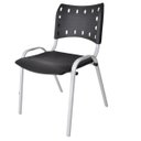 Ver imagem 3 de Kit com 4 Cadeiras Iso para Escola Escritório Comércio Preta Base Branca Ecomhome