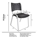 Ver imagem 5 de Kit com 4 Cadeiras Iso para Escola Escritório Comércio Preta Base Branca Ecomhome