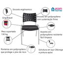 Ver imagem 6 de Kit com 4 Cadeiras Iso para Escola Escritório Comércio Preta Base Branca Ecomhome