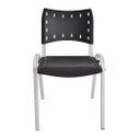 Ver imagem 2 de Kit com 4 Cadeiras Iso para Escola Escritório Comércio Preta Base Branca Ecomhome