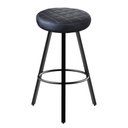 Ver imagem 1 de Banqueta Boston Alta Estofada Estrutura Aço Carbono Base Preta 70cm Courino Preto