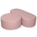 Ver imagem 1 de Kit Puff Redondo Lola e Puff Recamier Orgânico Orbit W01 Linho Rosa - Lyam Decor