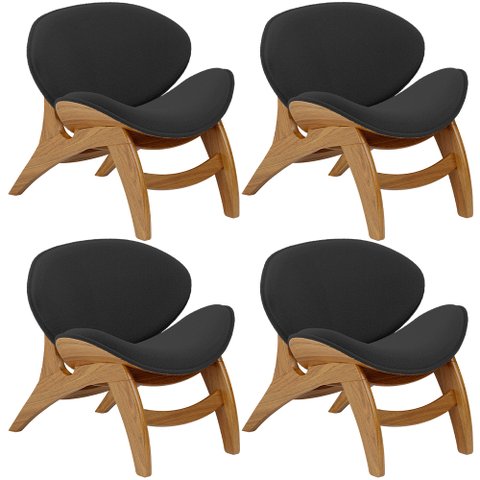 Kit 4 Poltronas Decorativa Orgânica Sala Living Kadosh L02 Bouclê Preto - Lyam Decor
