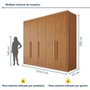 Ver imagem 3 de Guarda-Roupa Casal 100% MDF 5 Portas 8 Gavetas Bari Marrom/Cinamomo
