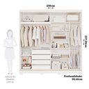 Ver imagem 3 de Guarda-Roupa Casal 2 Portas de Correr com Pés e 4 Espelhos 229cm 100% MDF Talin Espresso Móveis Branco
