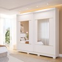Ver imagem 1 de Guarda-Roupa Casal 2 Portas de Correr com Pés e 4 Espelhos 229cm 100% MDF Talin Espresso Móveis Branco