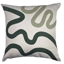 Capa Almofada Linho Bordada Arabesco Verde 50x50cm - 1