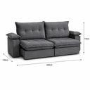 Ver imagem 6 de Sofa Retratil/Reclinavel 3 Lugares Florida Cinza Fatto