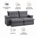 Ver imagem 3 de Sofa Retratil/Reclinavel 3 Lugares Florida Cinza Fatto