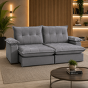 Ver imagem 5 de Sofa Retratil/Reclinavel 3 Lugares Florida Cinza Fatto
