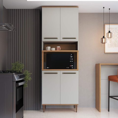 Armário de Cozinha Torre Quente para 1 Forno 80cm 4 Portas IS1801 Linha Isabelle Delmarco