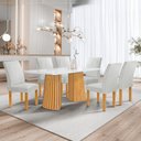 Ver imagem 1 de Conjunto Mesa Stella Ripada 170cm com 6 Cadeiras Canela Tampo Smart Plus com Vidro