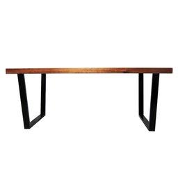 Mesa Industrial Diamond Madeira Maciça 1,60m Ferragem Preta - 2