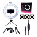 Ver imagem 3 de Ring Light 22cm 8 Polegadas Led 28w Iluminador Usb Controlador 3 Cores Tripe Mesa