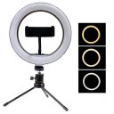 Ver imagem 1 de Ring Light 22cm 8 Polegadas Led 28w Iluminador Usb Controlador 3 Cores Tripe Mesa