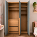 Ver imagem 4 de Guarda Roupa MDF 18mm 3 Portas Azul Sereno com Carvalho Malva