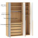 Ver imagem 2 de Guarda Roupa MDF 18mm 3 Portas Azul Sereno com Carvalho Malva