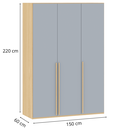 Ver imagem 5 de Guarda Roupa MDF 18mm 3 Portas Azul Sereno com Carvalho Malva