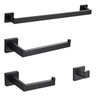 Kit Acessorios Banheiro 4 Peças Preto Fosco Inox 304 Quadrad - 1