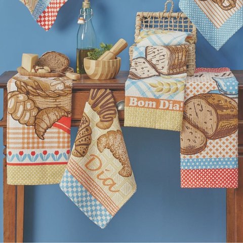 Pano de Prato Lepper Estampado Bom Dia 40cm X 60cm 7 Peças