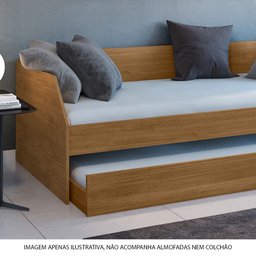 Sofá Cama Solteiro Duo com Cama Auxiliar em Mdf Reforçado 15mm Amendoa - 2