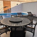 Ver imagem 1 de Kit Mesa Ripada Giratória 1,40m + 6 Poltronas + 2 Espreguiçadeiras + Mesa Lateral Alumínio Tela