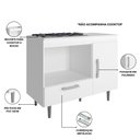 Ver imagem 4 de Balcão para Cooktop 4 Bocas Alecrim 105cm Espaço para Forno Multiuso 1 Porta 1 Gaveta Branco Poliman