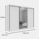 Ver imagem 3 de Guarda Roupa Casal com Espelho 100% MDF 3 Portas de Correr 276cm São Paulo Branco - Leifer
