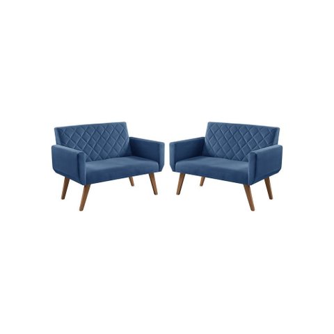Kit 2 Poltronas 2 Lugares Anabelle Unidecor Azul Bic