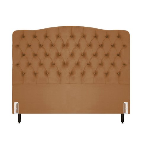 Cabeceira de Cama Box Queen 158 Cm Dunas Casavezi Suede Veludo Terra Cota