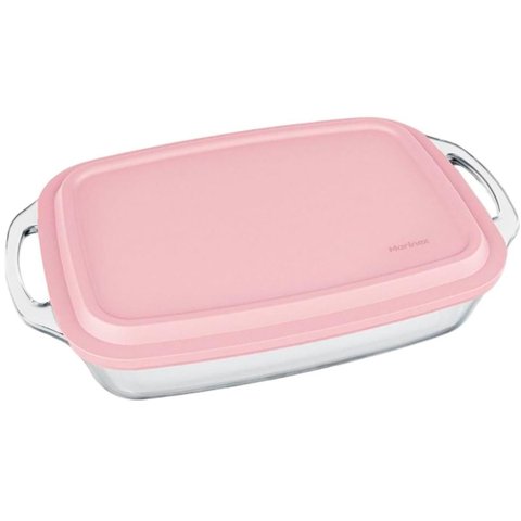 Assadeira de Vidro Marinex Seletta Tampa Rosa 3,5l - Nadir 6539/000n