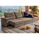 Ver mais imagens de Sofá Retrátil e Reclinável 4,20m com Molas e Espuma D33 Thunder Velusoft Castor Cama Inbox