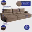 Ver imagem 2 de Sofá Retrátil e Reclinável 4,20m com Molas e Espuma D33 Thunder Velusoft Castor Cama Inbox