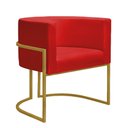 Ver imagem 3 de Kit 4 Poltronas Reforçadas Decorativa Sala Nayara Base Ferro Dourado Suede Vermelho