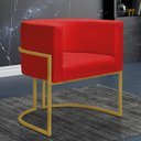 Ver imagem 2 de Kit 4 Poltronas Reforçadas Decorativa Sala Nayara Base Ferro Dourado Suede Vermelho