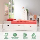 Ver imagem 3 de Cama Solteiro Madeira Maciça 3 Gavetas com Estrado Mia Branco Idimex