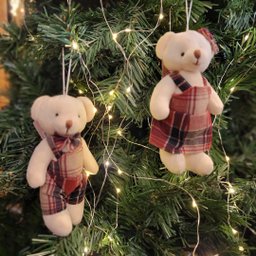 Ursinho Pelúcia Pendente Natal Menino Roupa Xadrez 15cm - Magizi - 6