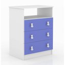 Ver imagem 2 de Cômoda de Bebê 3 Gavetas 1 Nicho Arco-Íris Azul/Branco