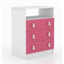 Ver imagem 2 de Cômoda de Bebê 3 Gavetas 1 Nicho Arco-Íris Rosa/Branco