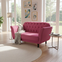 Ver imagem 2 de Namoradeira Decorativa Dália Suede Rosa 2 Lugares Pés Madeira Mz Decor