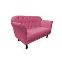 Ver imagem 4 de Namoradeira Decorativa Dália Suede Rosa 2 Lugares Pés Madeira Mz Decor
