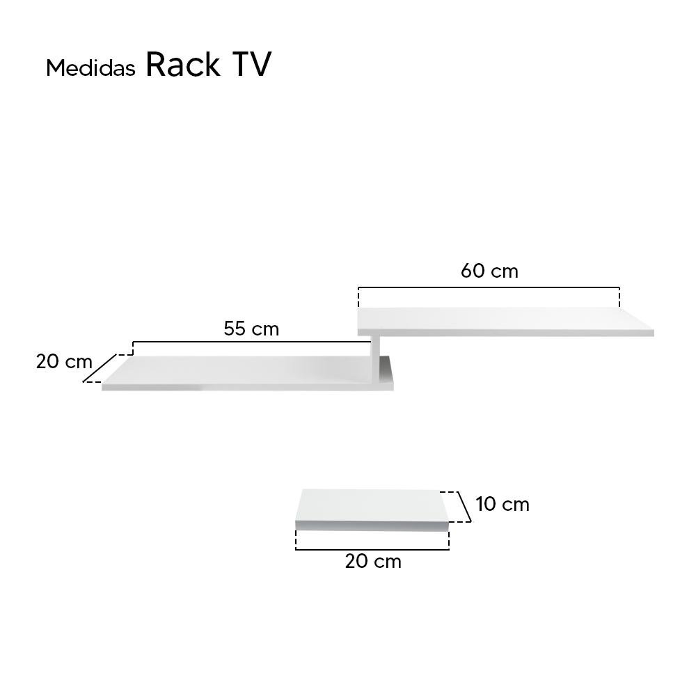 Rack TV Suspenso para Quarto Sala Branco 115cm - 3