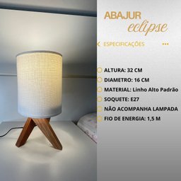 Abajur de Mesa Luminária Tripé Decorativo Cor Branco para Criado Cabeceira Quarto Sala - 2