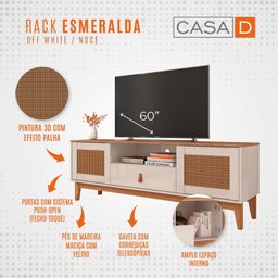 Rack para TV até 60 Polegadas Pés em Madeira Maciça 160cm Esmeralda Versátile - 9
