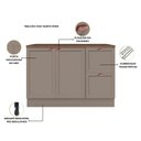 Ver imagem 5 de Balcão 120cm 2 Portas 2 Gavetas com Tampo Unna Cinza/Gris