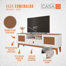 Rack para TV até 60 Polegadas Pés em Madeira Maciça 160cm Esmeralda Versátile - 9