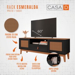 Rack para TV até 60 Polegadas Pés em Madeira Maciça 160cm Esmeralda Versátile - 9