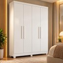 Ver imagem 6 de Guarda Roupa Solteiro 100% MDF 4 Portas 2 Gavetas Sergipe Branco Bianchi